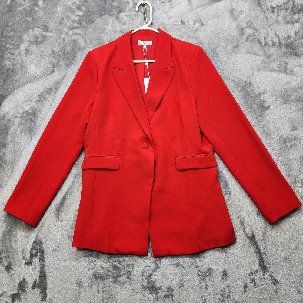 NEW Ovi Blazer Womens L Red‎ Single Button Lined Jacket Preppy Office Career